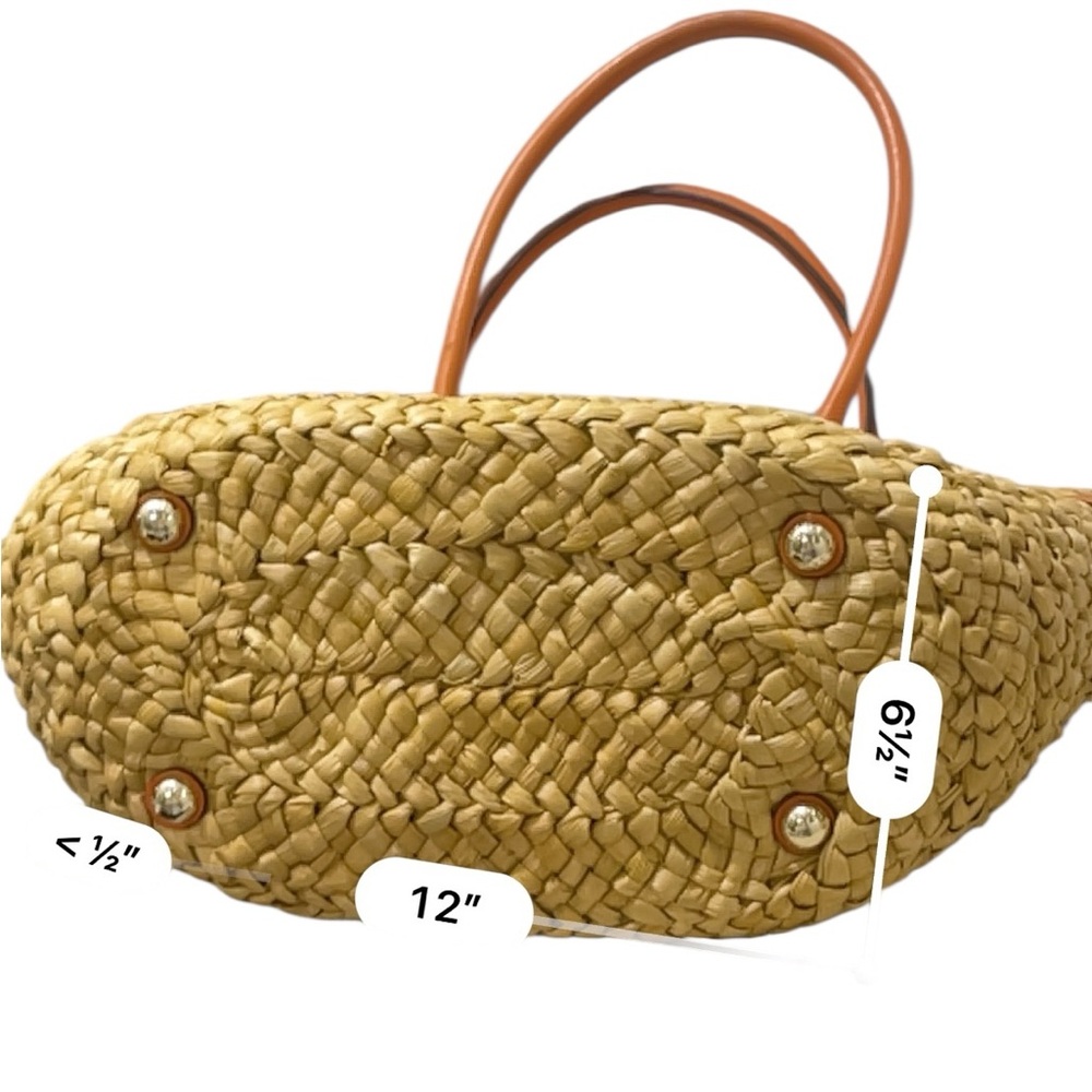 Auth NEW Michael Kors straw wicker Raffia Reed straw Tote Bag burnt Orange Tan - Picture 10 of 13